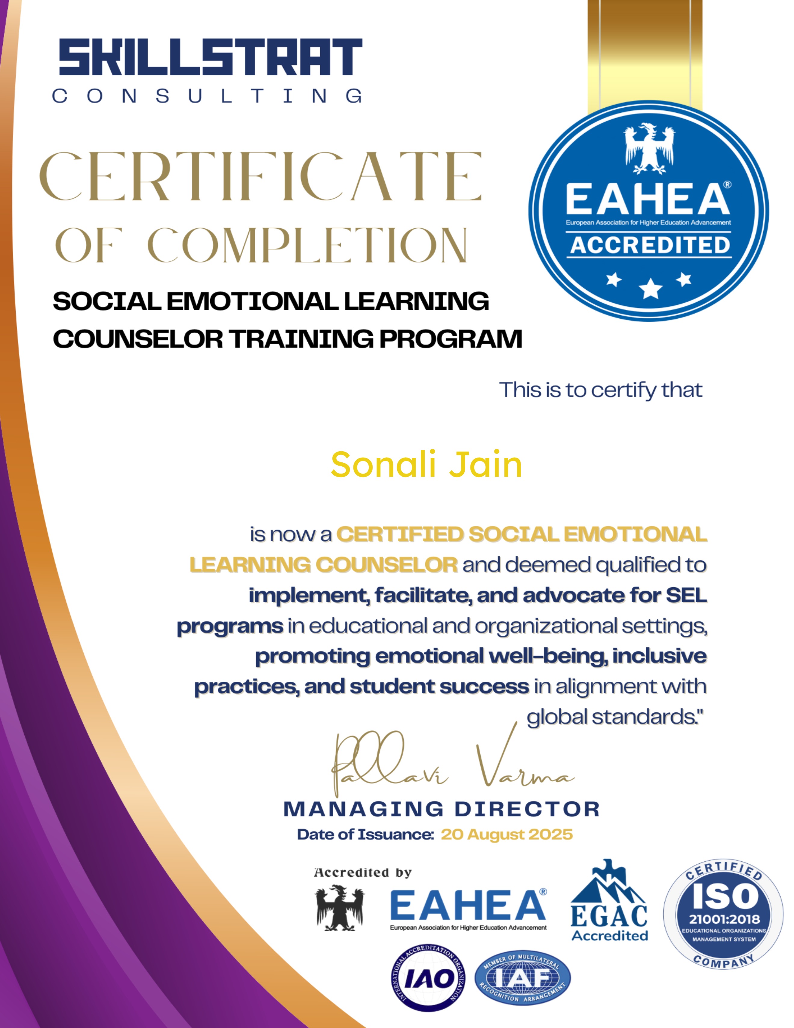 Professional Certification in Social-Emotional Learning Counselling